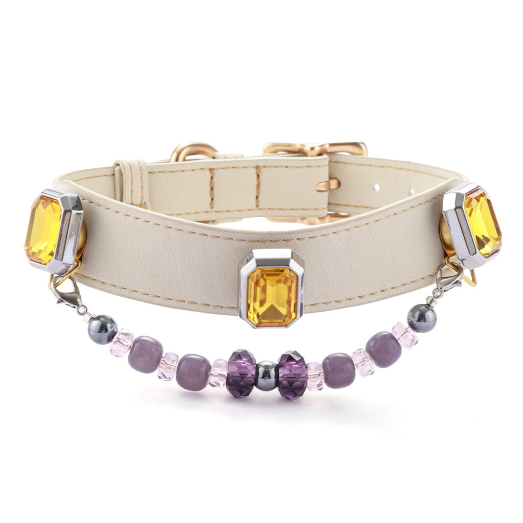 Yellow Gemstone Pet Collar